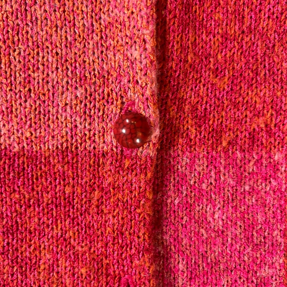Vintage Talbots Women Pink Red Checkered V-Neck Button Cardigan Sweater Meadium - Picture 5 of 7
